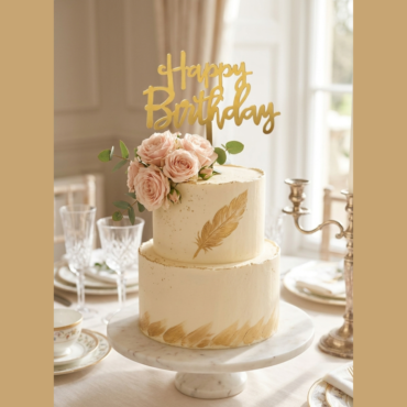 5 inch Golden Acrylic Happy Birthday Cut-Out Cake Topper Cake Decoration Dessert Decoration CAKE DECOR™