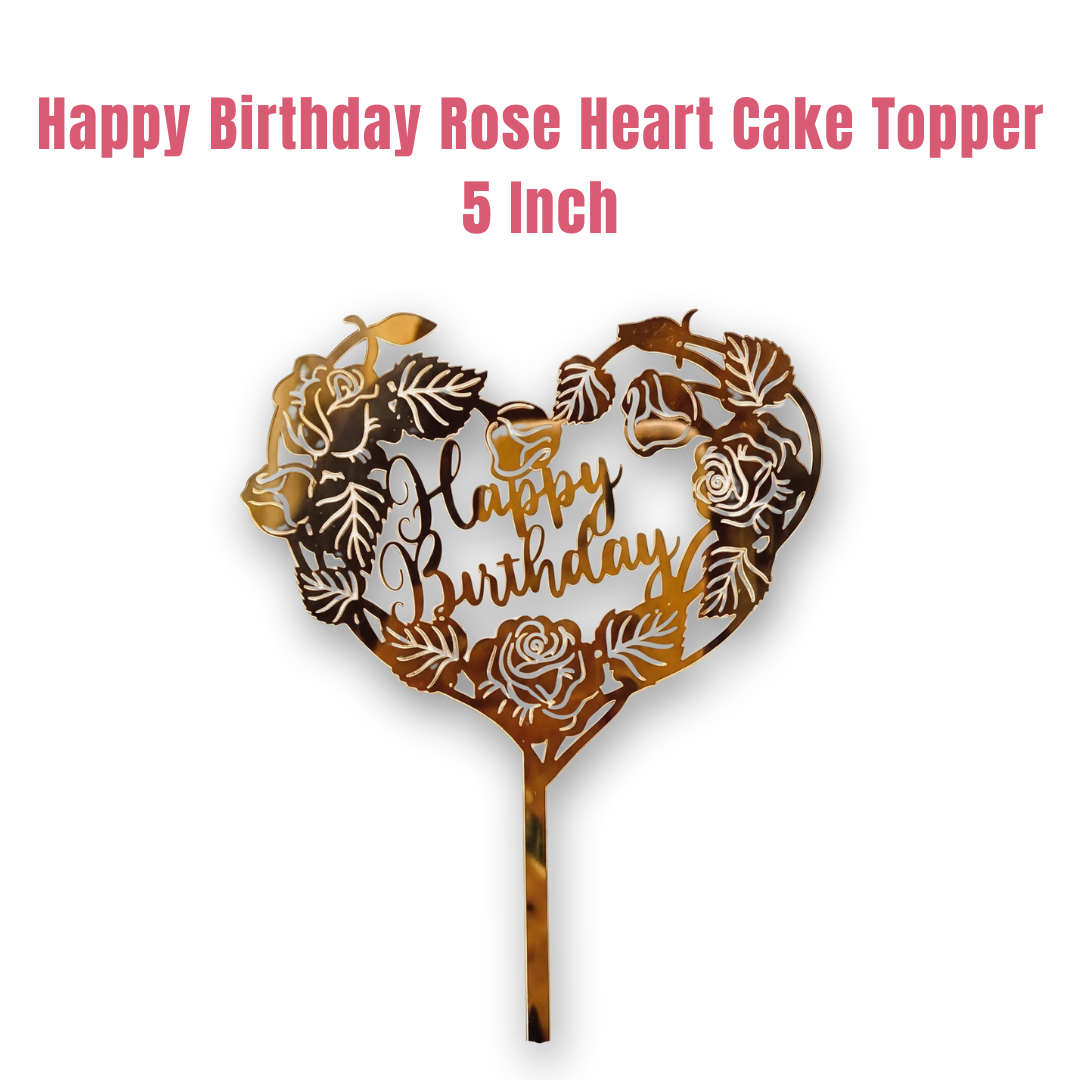 CAKE DECOR™ 5 inch Acrylic Happy Birthday Heart Cut-Out Cake Topper Cake Decoration Dessert Decoration