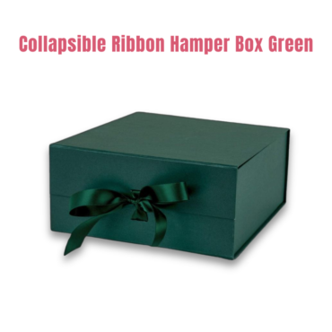 % buffered -28% CAKE DECOR™ Green Color Folding Hard Hamper Box with ribbon | 8X10X4 Inch | Gift Box | Present Box - 1 Pc | (SBBX-HFFB-D-Green)