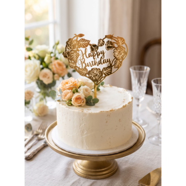 CAKE DECOR™ 5 inch Acrylic Happy Birthday Heart Cut-Out Cake Topper Cake Decoration Dessert Decoration