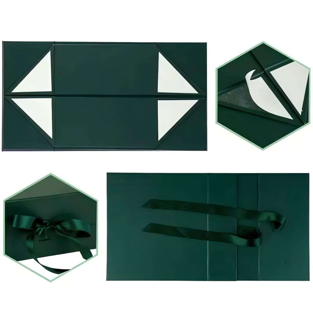 % buffered -28% CAKE DECOR™ Green Color Folding Hard Hamper Box with ribbon | 8X10X4 Inch | Gift Box | Present Box - 1 Pc | (SBBX-HFFB-D-Green)