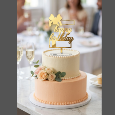 CAKE DECOR™ 5 inch Acrylic Happy Birthday Cake Topper with Gift Cut Out Cake Decoration Dessert Decoration