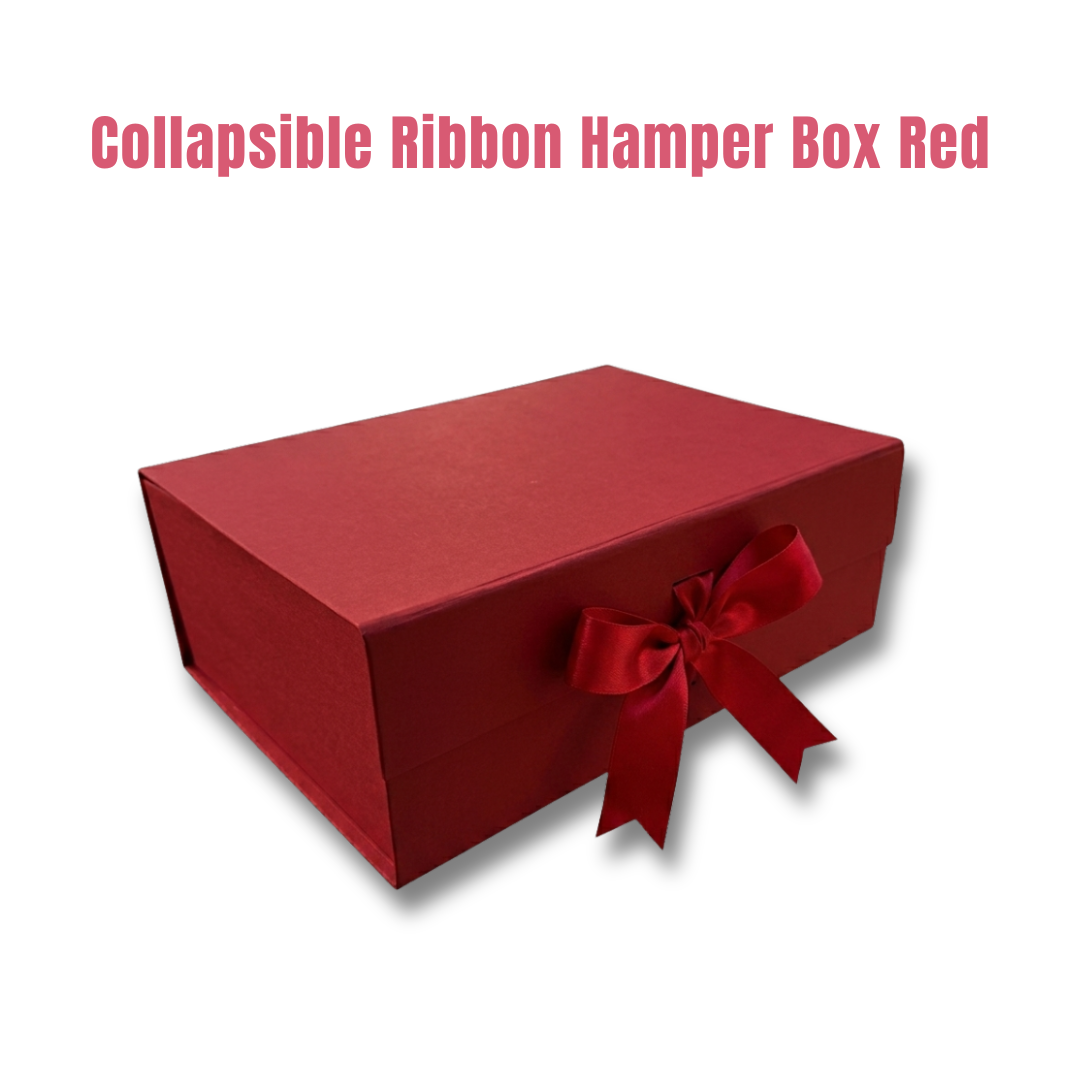 CAKE DECOR™ Red Color Folding Hard Hamper Box with ribbon | 8X10X4 Inch | Gift Box | Present Box - 1 Pc | (SBBX-HFFB-D24)