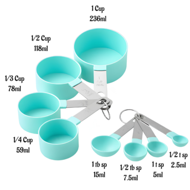 CAKE DECOR™ 8 Pcs Plastic Measuring Cups And Spoons Set (SBAC-SC-8)