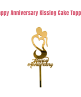 CAKE DECOR™ 5 inch Acrylic Happy Anniversary with Couple Heart Shape Cake Topper Cake Decoration Dessert Decoration (SBMT-2013)