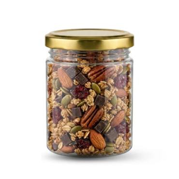 CAKE DECOR™ 1 Piece Plastic Transparent Cookies Jar With Golden Cap - 200 ml (SB-PTCJ-G-200)