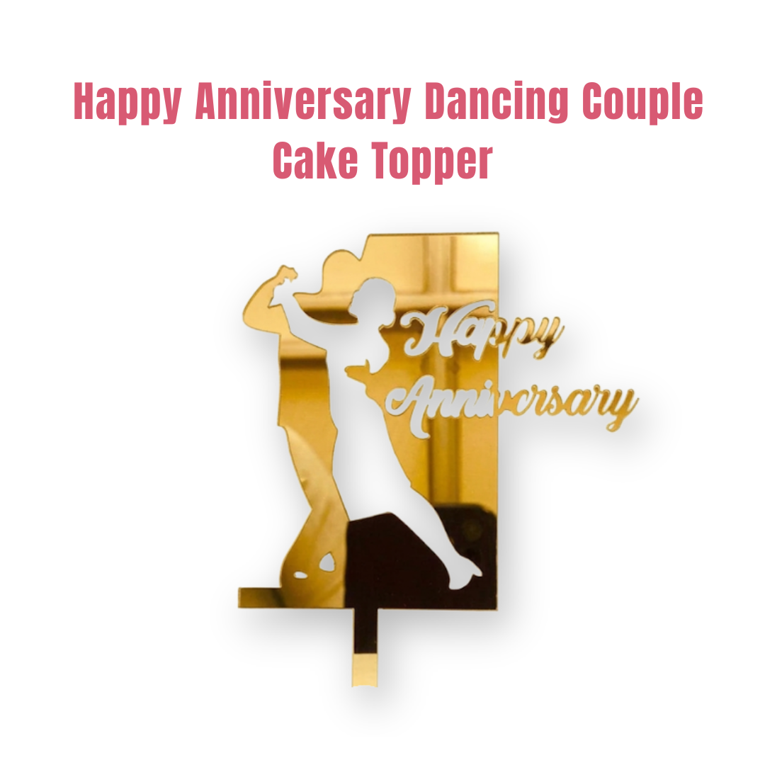 CAKE DECOR™ 5 inch Acrylic Happy Anniversary Dancing Couple Cake Topper Cake Decoration Dessert Decoration (SBMT-2009)