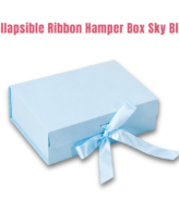 CAKE DECOR™ Sky Blue Color Folding Hard Hamper Box with ribbon | 8X10X4 Inch | Gift Box | Present Box - 1 Pc | (SBBX-HFFB-D22)