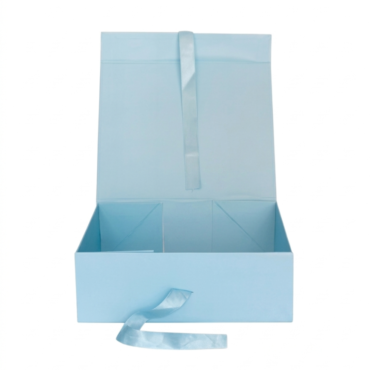 CAKE DECOR™ Sky Blue Color Folding Hard Hamper Box with ribbon | 8X10X4 Inch | Gift Box | Present Box - 1 Pc | (SBBX-HFFB-D22)