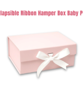 -28% CAKE DECOR™ Baby Pink Color Folding Hard Hamper Box with ribbon | 8X10X4 Inch | Gift Box | Present Box - 1 Pc | (SBBX-HFFB-D20)