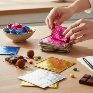 8.5x8.5 cm Star Print Aluminum Cut Foil Wrappers – Pack of 200 | Multicolor (SB-CutFoil-0)