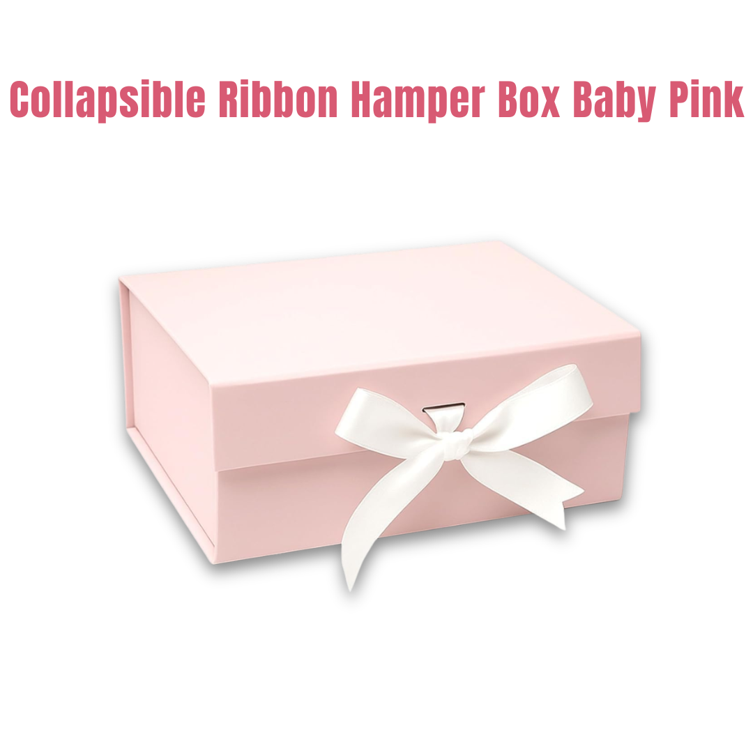 -28% CAKE DECOR™ Baby Pink Color Folding Hard Hamper Box with ribbon | 8X10X4 Inch | Gift Box | Present Box - 1 Pc | (SBBX-HFFB-D20)