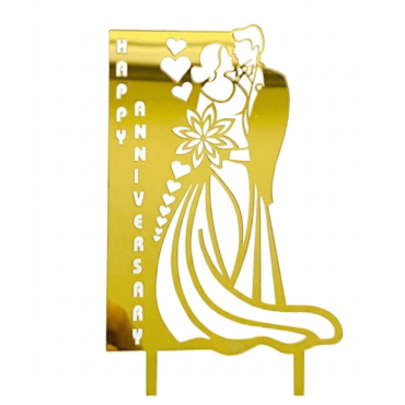 CAKE DECOR™ 5 inch Acrylic Happy Anniversary Cutout Wedding Couple Cake Topper Cake Decoration Dessert Decoration (SBMT-2008)