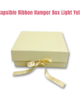 CAKE DECOR™ Light Yellow Color Folding Hard Hamper Box with ribbon | 8X10X4 Inch | Gift Box | Present Box - 1 Pc | (SBBX-HFFB-D23)