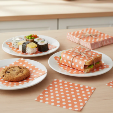 Printed Parchment Papers | Bento Sheets | Orange Polka Dots - 100 Sheets