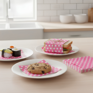 Printed Parchment Papers | Bento Sheets | Pink Polka Dots - 100 Sheets