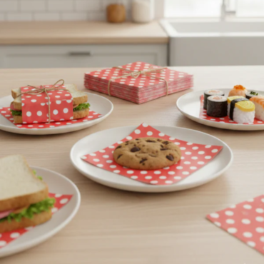 Printed Parchment Papers | Bento Sheets | Red Polka Dots - 100 Sheets