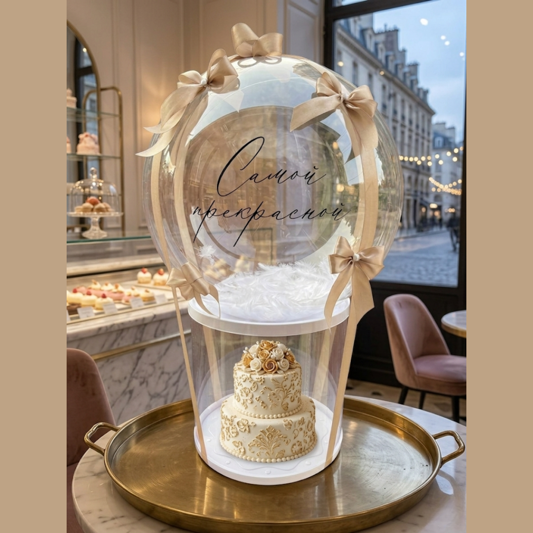 CAKE DECOR™ Pinnata Round Cake Box with Lid | Gift Box | Hamper Box | Pinata Box | Pull Me Up Cake Box | 1 Piece Box (SBBXT-08)