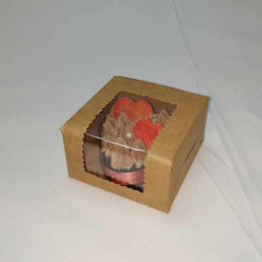 Cake Decor Kraft Brownie Boxes 1 Cavity with Clear Window, Cupcake Carriers , Brown, 10 Pc Pack