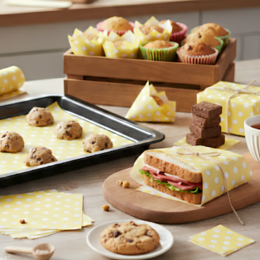 Printed Parchment Papers | Bento Sheets | Yellow Polka Dots - 100 Sheets