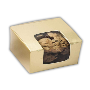 Cake Decor Golden 1 Cavity Brownie Boxes with Clear Window, Cupcake Carriers , Golden, 10 Pc Pack