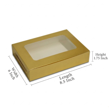 Cake Decor Golden Brownie Boxes 6 Cavity with Clear Window, Brownie Carriers ( 10 Pcs Pack )