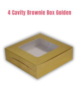Cake Decor Golden Brownie Boxes 4 Cavity with Clear Window, Brownie Carriers ( 10 Pcs Pack )