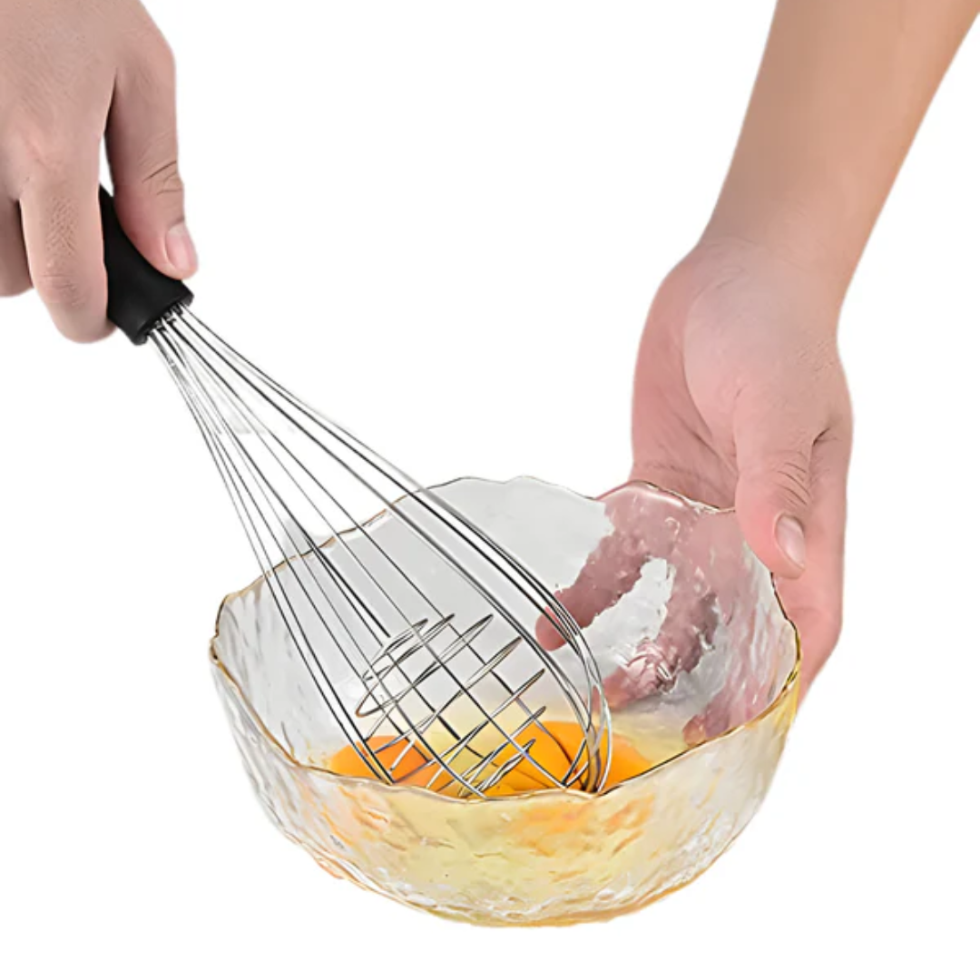 10 inch Stainless Steel Balloon Whisk | Plastic Hand Blender Egg Beater for Whisking & Baking