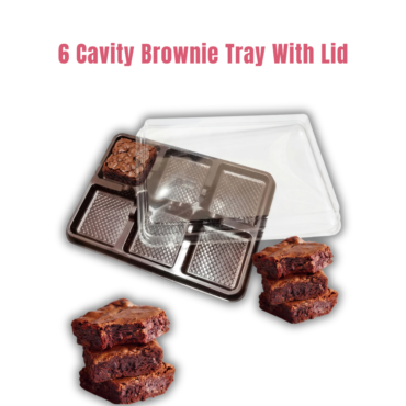 -26% CAKE DECOR™ PVC 6 Cavity Mini Brownie Tray with Lid | Mini Dessert Package - (5 Pcs Pack)
