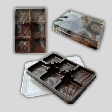 -26% CAKE DECOR™ PVC 6 Cavity Mini Brownie Tray with Lid | Mini Dessert Package - (5 Pcs Pack)