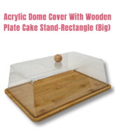 -28%Out Of Stock CAKE DECOR™ 1 Pcs Big Rectangle Acrylic Cover With Wooden Plate Cake Stand (SBCS-W-3522)