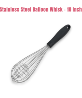 10 inch Stainless Steel Balloon Whisk | Plastic Hand Blender Egg Beater for Whisking & Baking