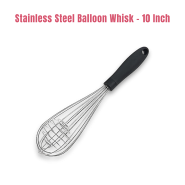 10 inch Stainless Steel Balloon Whisk | Plastic Hand Blender Egg Beater for Whisking & Baking