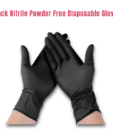 CAKE DECOR™ 10 Pcs Black Nitrile Powder Free Disposable Examination Gloves | Waterproof, Tear-Resistant (SB-Black-Gloves)