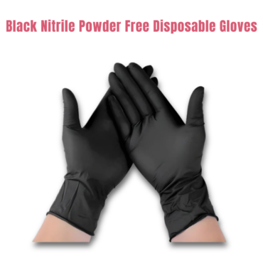 CAKE DECOR™ 10 Pcs Black Nitrile Powder Free Disposable Examination Gloves | Waterproof, Tear-Resistant (SB-Black-Gloves)