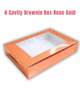 -28% Cake Decor Rose Gold Brownie Boxes 6 Cavity with Clear Window, Brownie Carriers ( 10 Pcs Pack )
