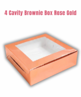 Cake Decor Rose Gold Brownie Boxes 4 Cavity with Clear Window, Brownie Carriers ( 10 Pcs Pack )