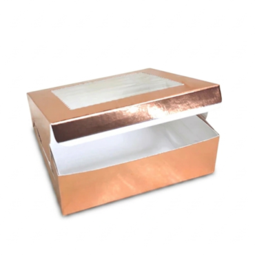 Cake Decor Rose Gold Brownie Boxes 4 Cavity with Clear Window, Brownie Carriers ( 10 Pcs Pack )