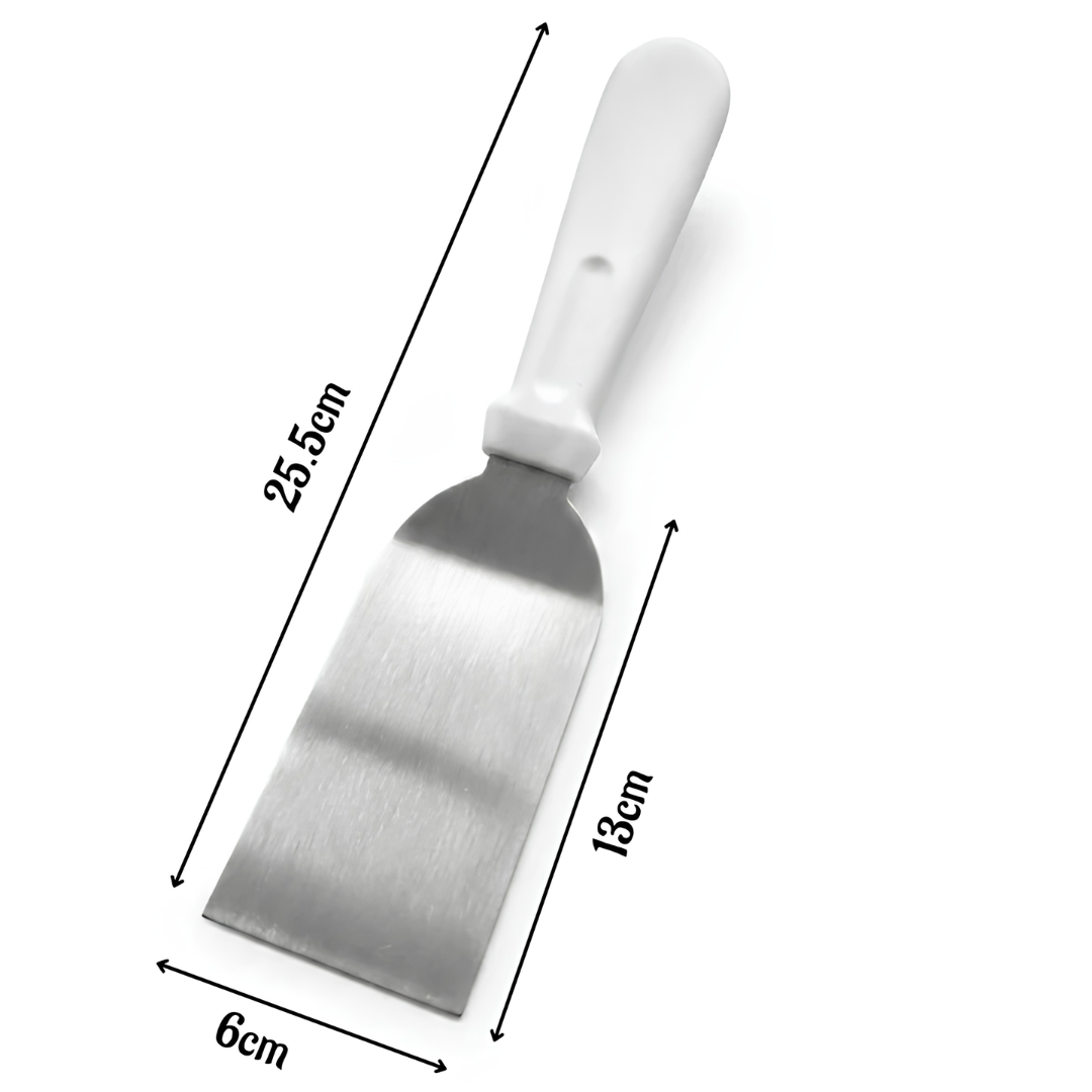 Stainless Steel White Handle Pastry Lifter & Dessert Turner | Cake Serving Tool (SBAC-XH315) - CAKE DECOR™