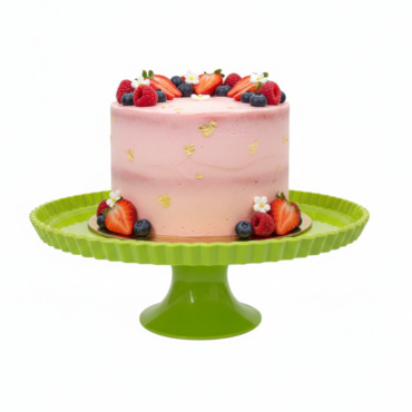 CAKE DECOR™ 1 Pcs Green Plain Round Acrylic Cake Stand (SBCS-750138-G)