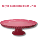 CAKE DECOR™ 1 Pcs Pink Plain Round Acrylic Cake Stand (SBCS-750138-P)