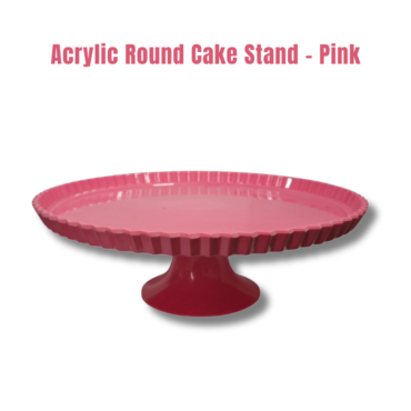 CAKE DECOR™ 1 Pcs Pink Plain Round Acrylic Cake Stand (SBCS-750138-P)