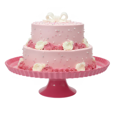 CAKE DECOR™ 1 Pcs Pink Plain Round Acrylic Cake Stand (SBCS-750138-P)