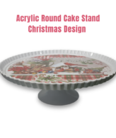 CAKE DECOR™ 1 Pcs Round Acrylic Christmas Print Cake Stand (SBCS-750138-D-1)