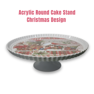 CAKE DECOR™ 1 Pcs Round Acrylic Christmas Print Cake Stand (SBCS-750138-D-1)