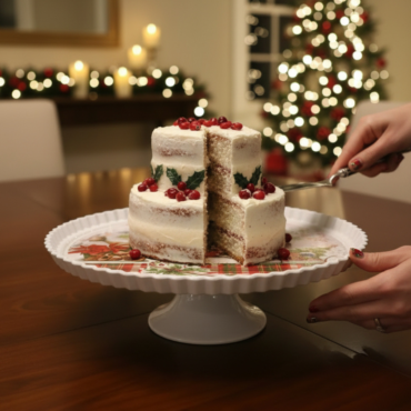CAKE DECOR™ 1 Pcs Round Acrylic Christmas Print Cake Stand (SBCS-750138-D-1)