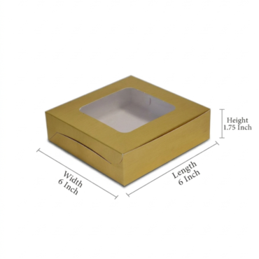 Cake Decor Golden Brownie Boxes 4 Cavity with Clear Window, Brownie Carriers ( 10 Pcs Pack )